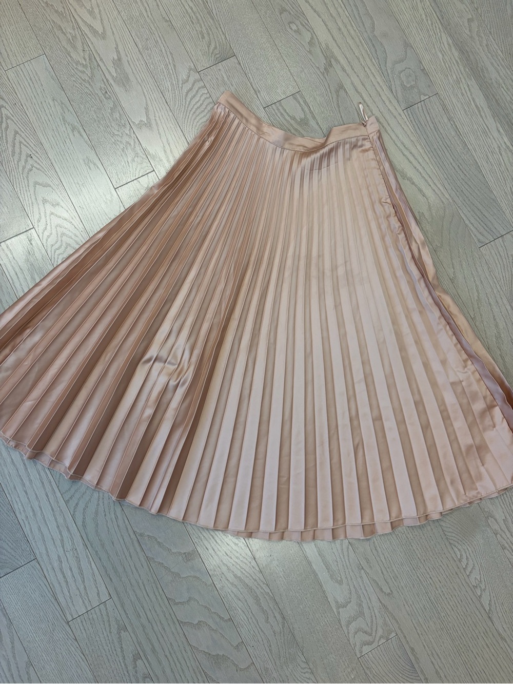 Mango Satin Pleated Midi Skirt - Blush Pink